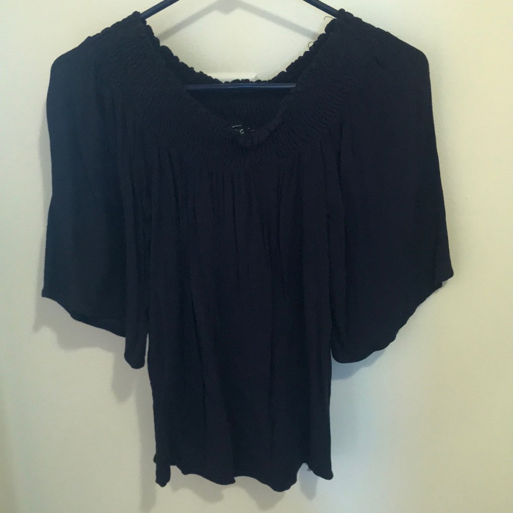 Navy blue crepe blouse